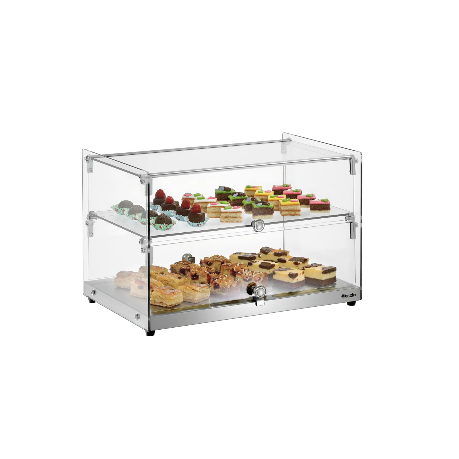 Bartscher 700356 Buffetvitrine 5400 2E-K Ansicht Komplett mit Essen, Figurantable display case, Glass display case, Dessert showcase, Two-tier, Sweets tray