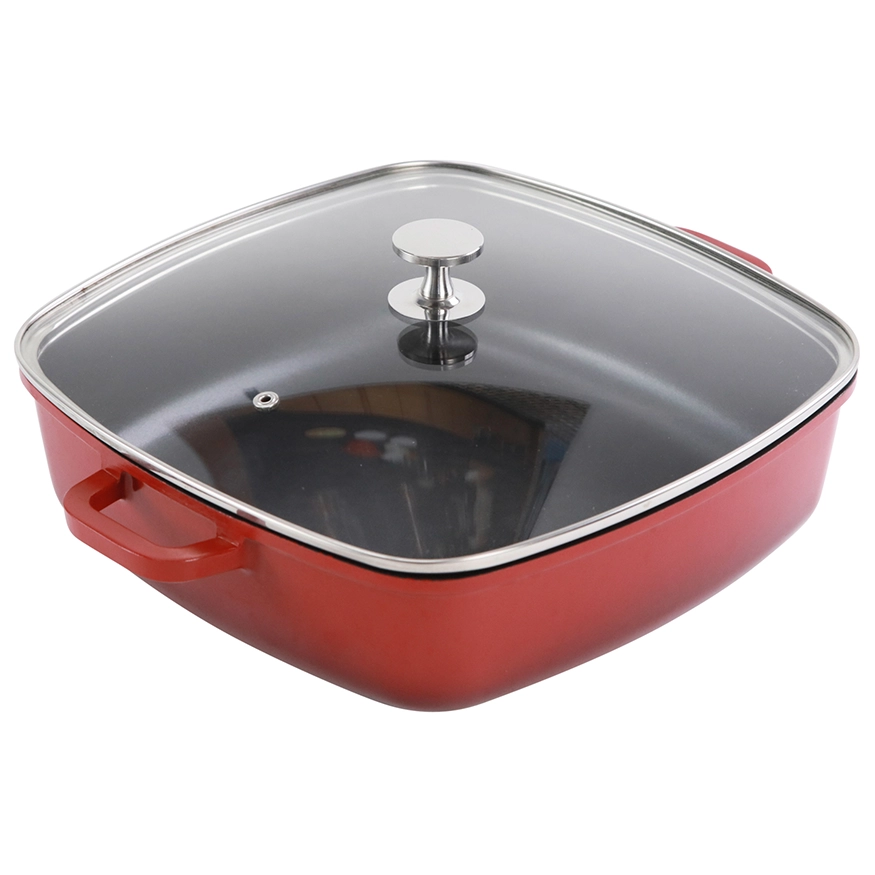 Contacto AluChef Pfanne quadratisch Knopfgriff aus Edelstahl rot 6984289