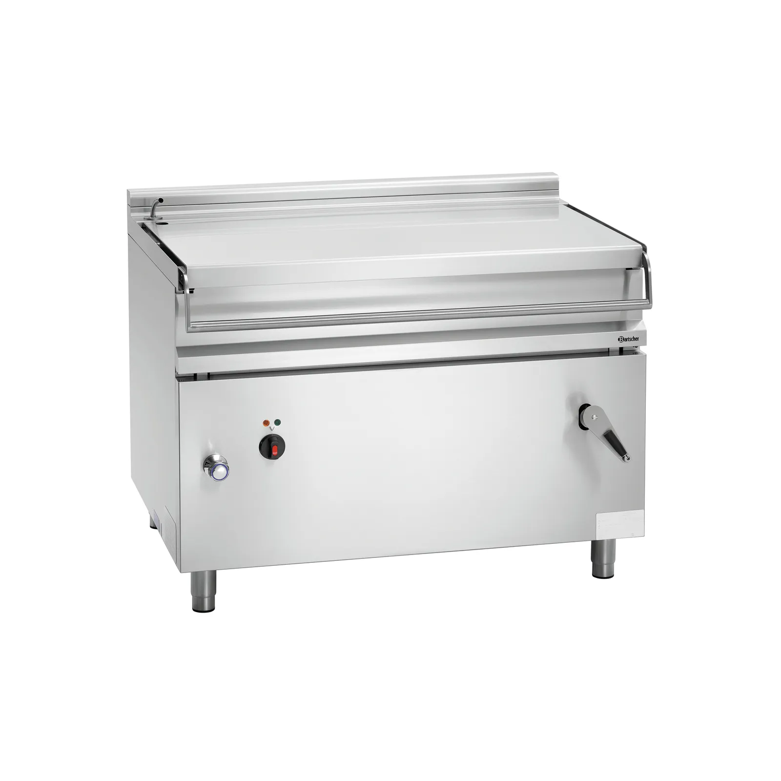 Bartscher 193062 Kippbratpfanne E120LHK Ansicht Komplett, induktionsgrill, flacher bräter, edelstahl, bedienknopf, beinstand