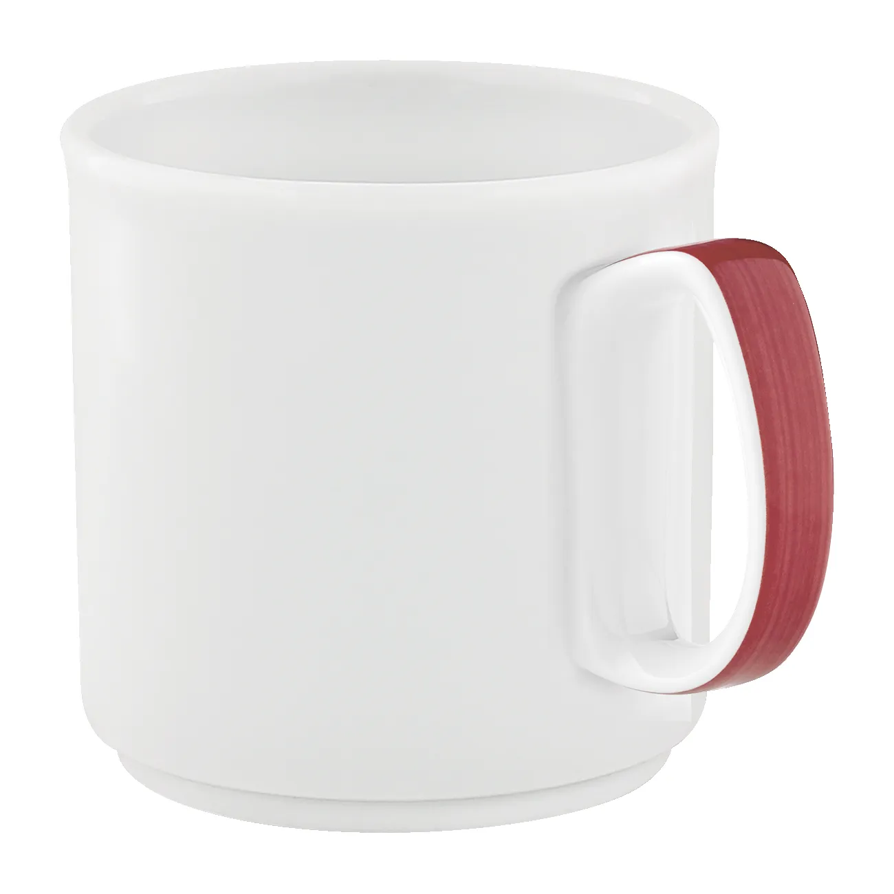 Kaffeebecher, Tasse, weißer Becher, Holdenhalter, roter Griff