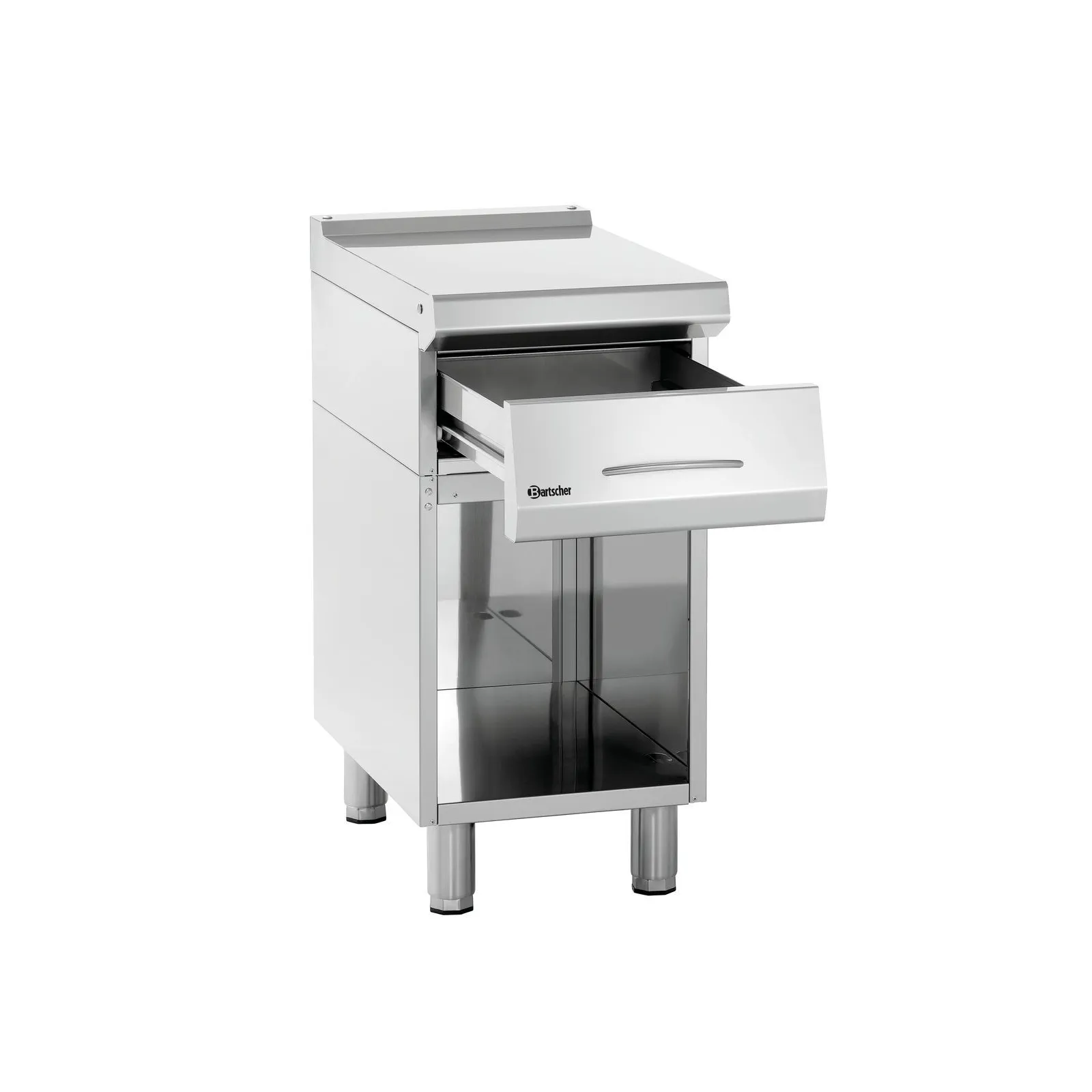 Bartscher 284804 Arbeitselement 700 B400 UO Ansicht Komplett, offene Schublade, Küchenschrank, Tischgerät, Schublade, Edelstahl, Kühlschrankschrank