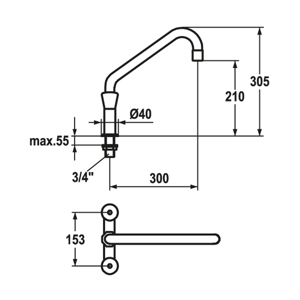  KWC K.24.42.E1.000C35 Gastro-Zweigriffmischer A300 Zeichnung  
