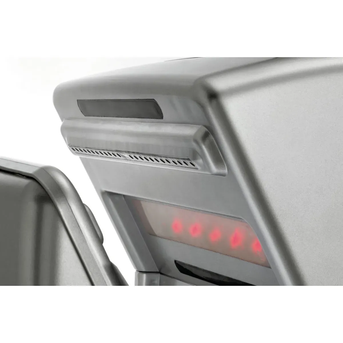 Bartscher 850002 Händetrockner Jet 1800 Nahansicht oben, Trenner, Kopfhörer- staubschutz?, Ladegerät?, Display-Panel, Roter LED, Gehäuse, Laptop hinge?, Port?