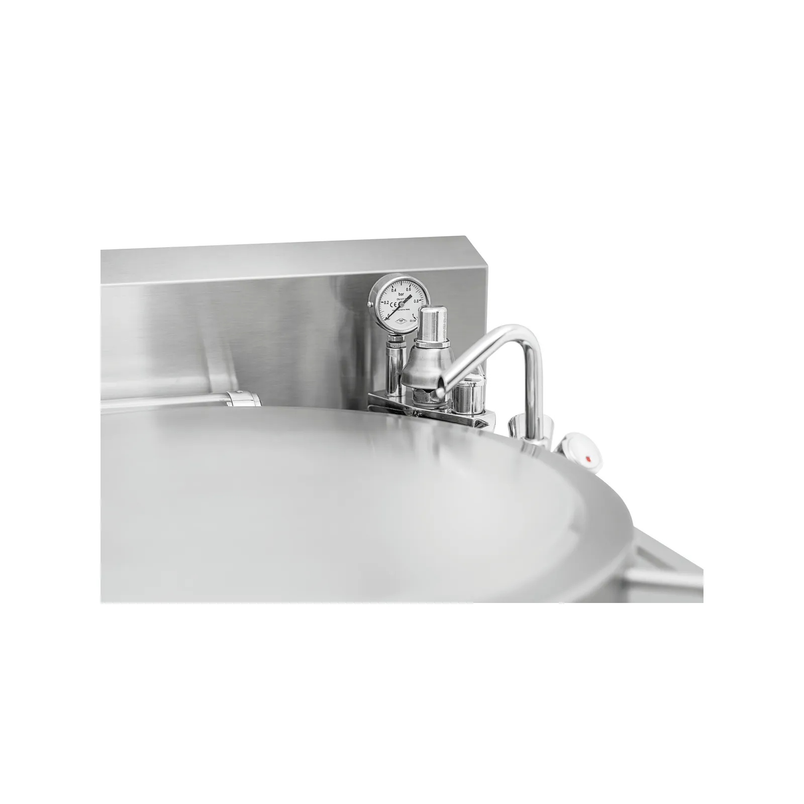Bartscher 280015 Kochkessel E113L Nahansicht Wasserhahn, geschlossener Deckel