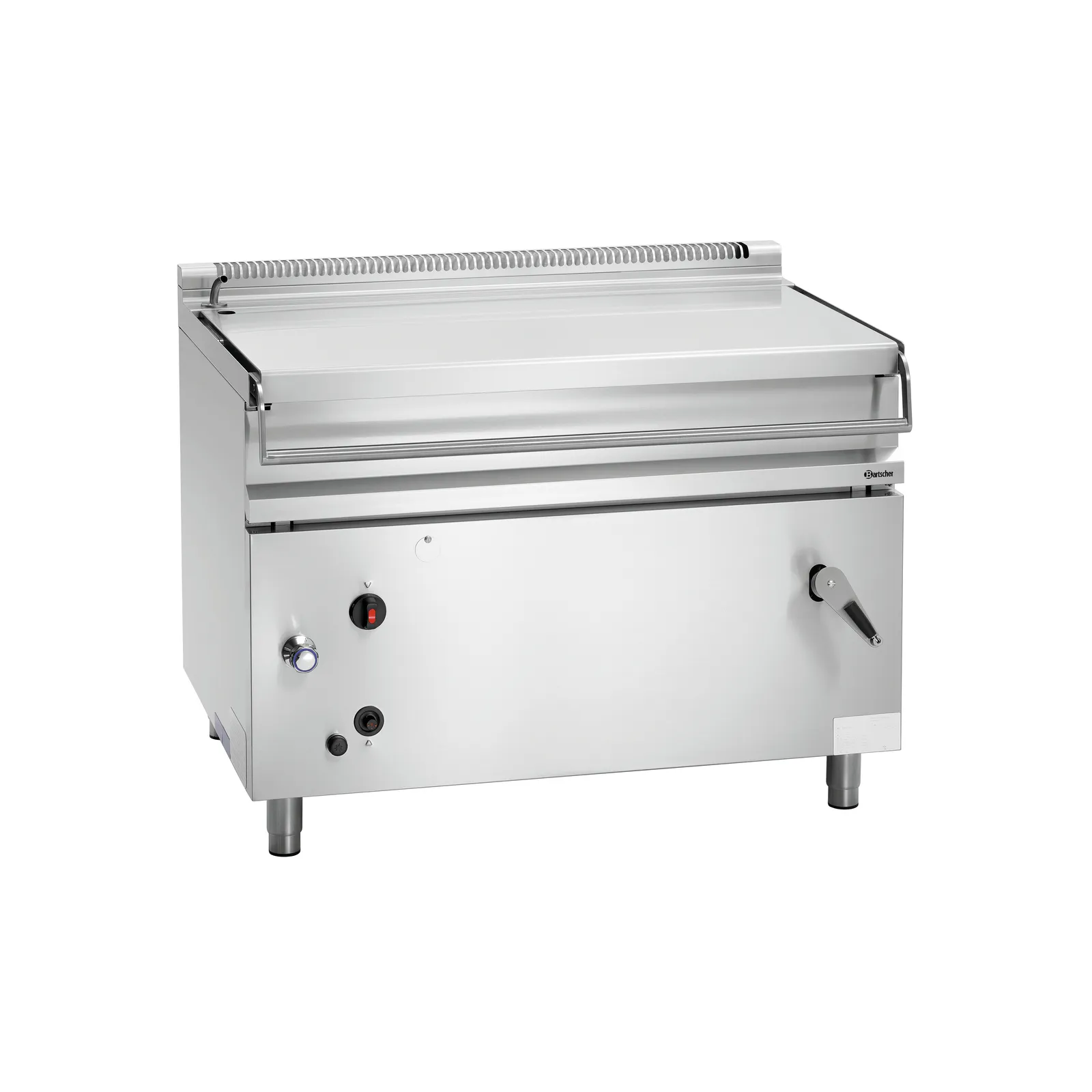 Bartscher 1930511 Kippbratpfanne G120LHK Ansicht Komplett, Grillplatte, Gasgrill, Industriell, Edelstahl, Kontakthalter