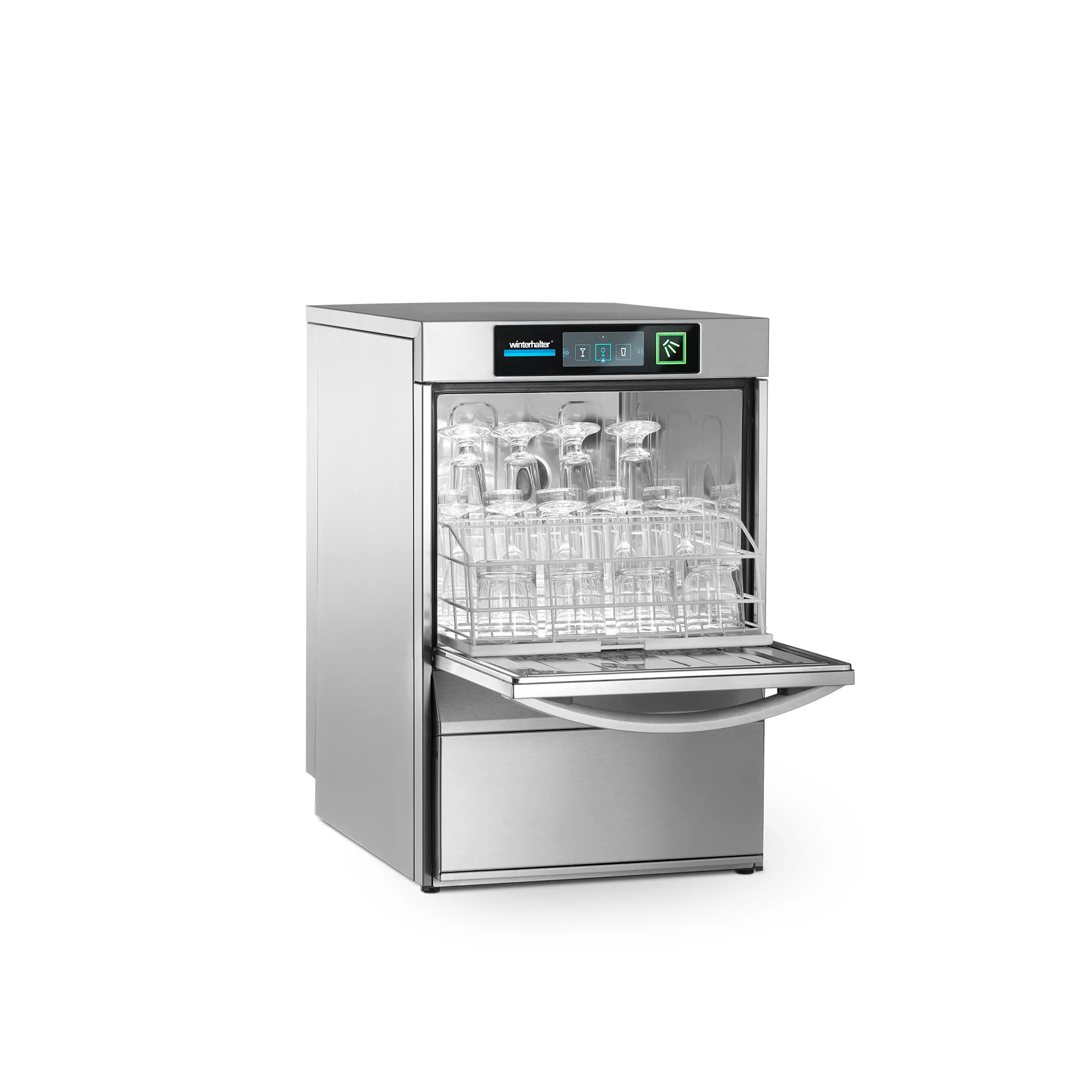 Winterhalter UC-S Glaeserspuelmaschine mit Gläserkorb, Geschirrspüler, Spülmaschine, Frontlader, Stahl, Küchengerät, Spülmaschine, Kompakt, Edelstahl, Gläserkorb, Bedienfeld
