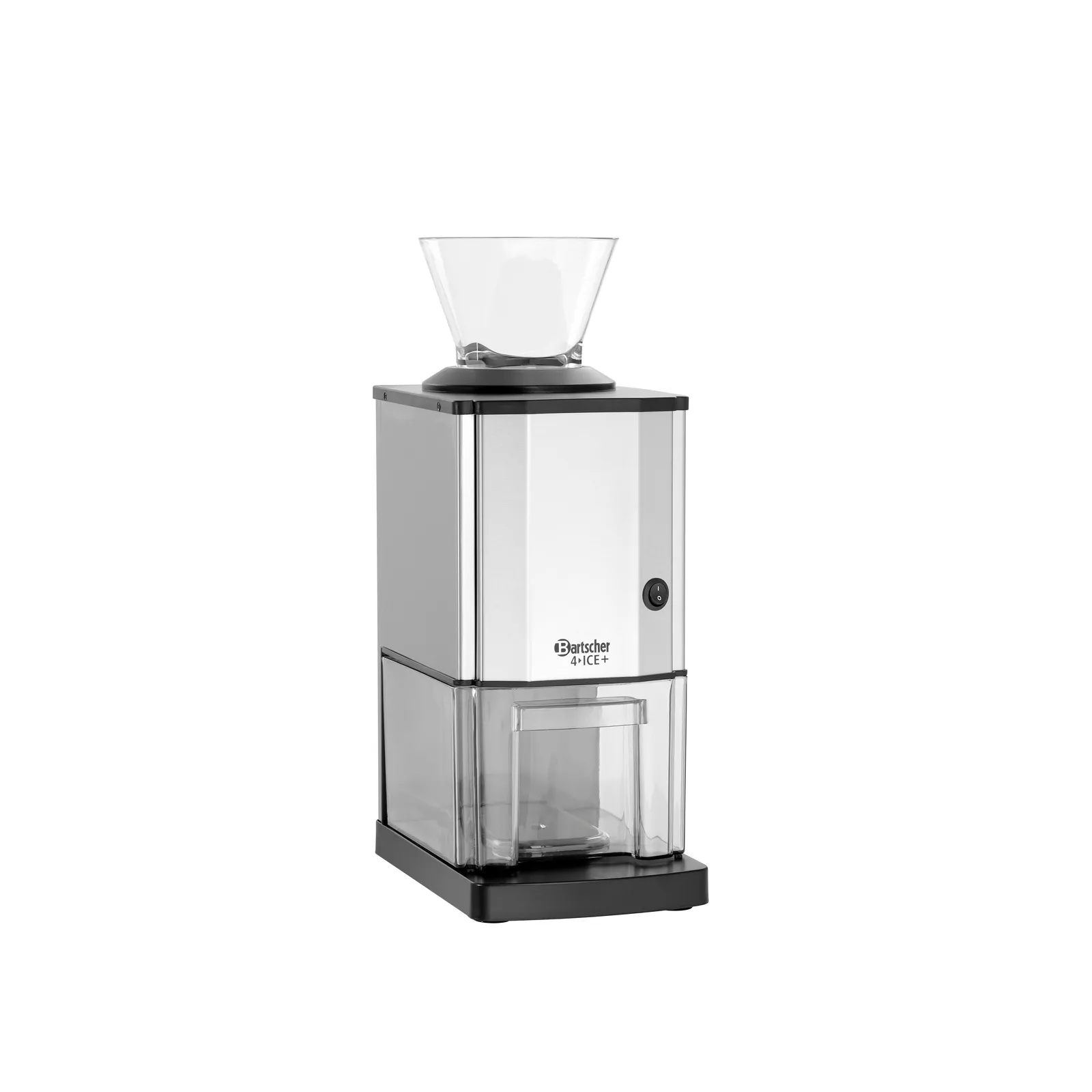 Bartscher 135023 Eiscrusher 4ICE+ Ansicht Komplett, Kaffeemühle, Elektrische Mühle, Kaffeemühlenautomat, Metall, Transparentes Behälter