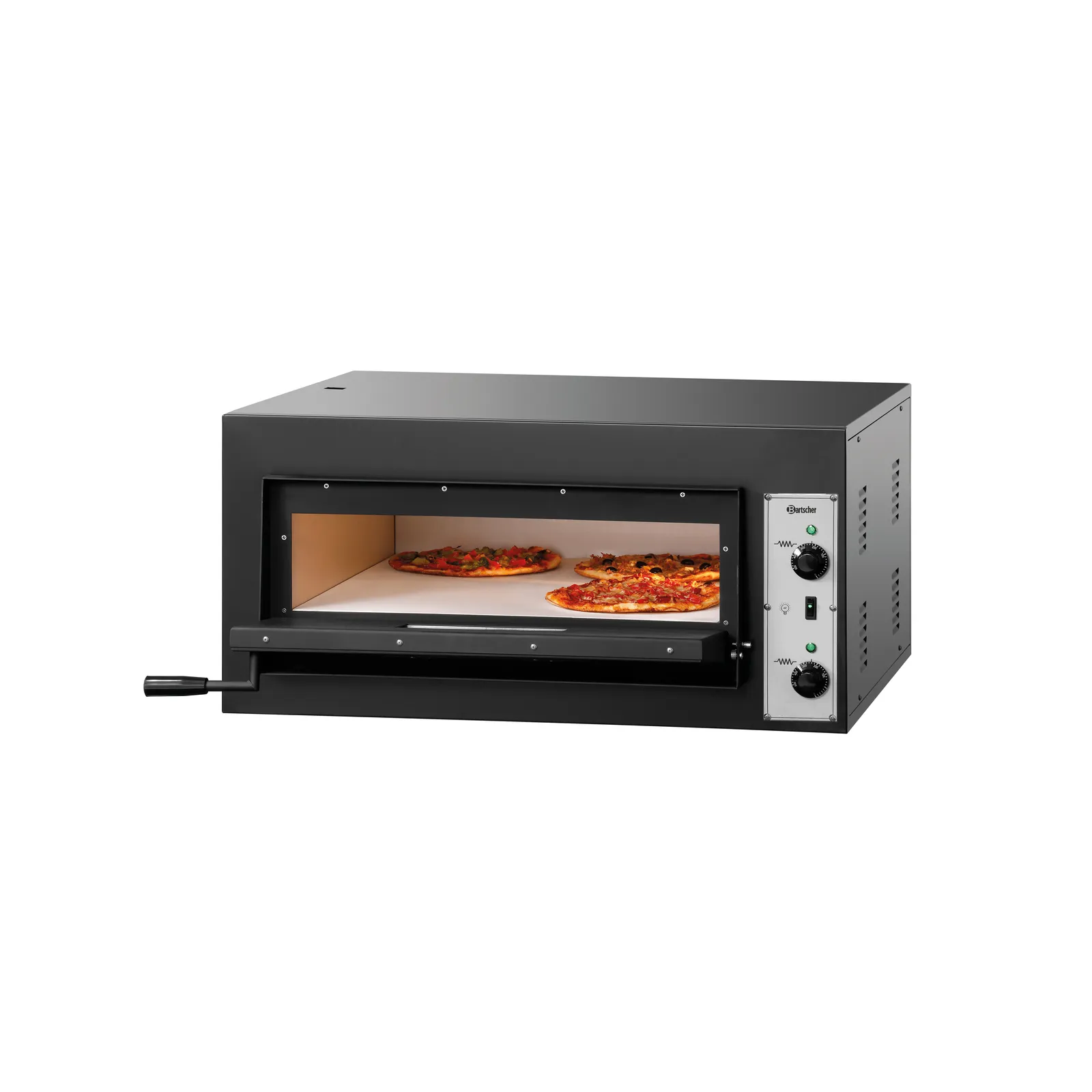 Bartscher 2002010 Pizzaofen CT 100 Ansicht Komplett, geöffnet, mit Pizza, Pizza, Pizzaofen, Elektrischer Ofen, Kleiner Ofen, Metallgrau