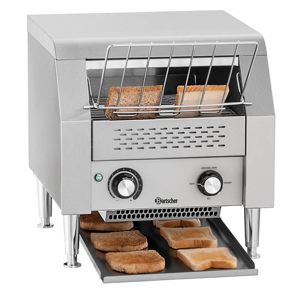 Bartscher A100205 Durchlauftoaster mit Toastscheiben die gerade durchlaufen