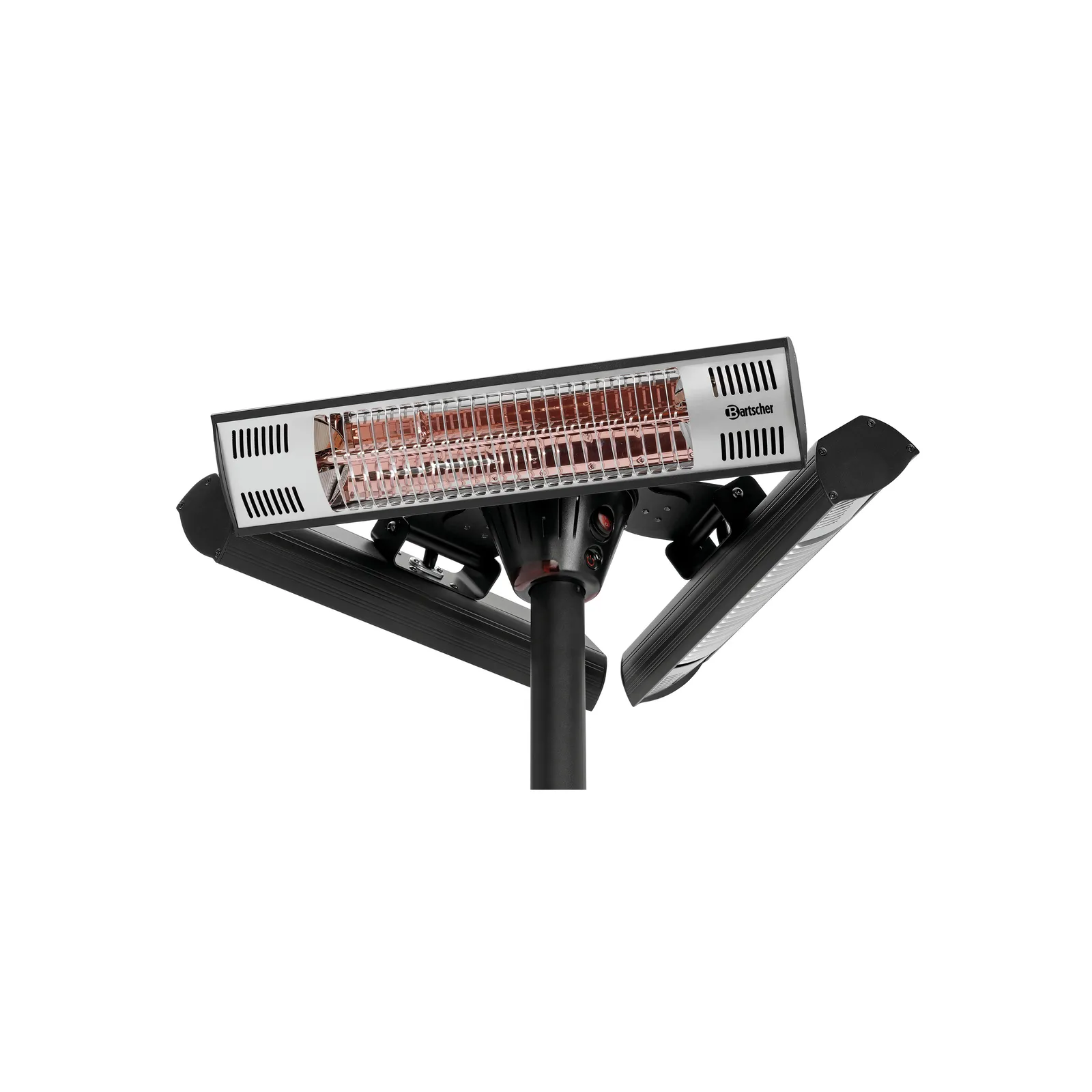 Bartscher 825223 Heizstrahler ST3000 3-E360 Ansicht Strahler aus, Strahler, Gartenheizstrahler, Infrarotheizung, Schwarz, Stativmontage