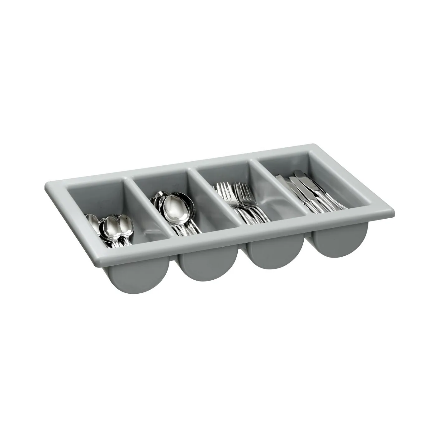 Bartscher A500410 Besteckkasten grau Ansicht Komplett mit Besteck