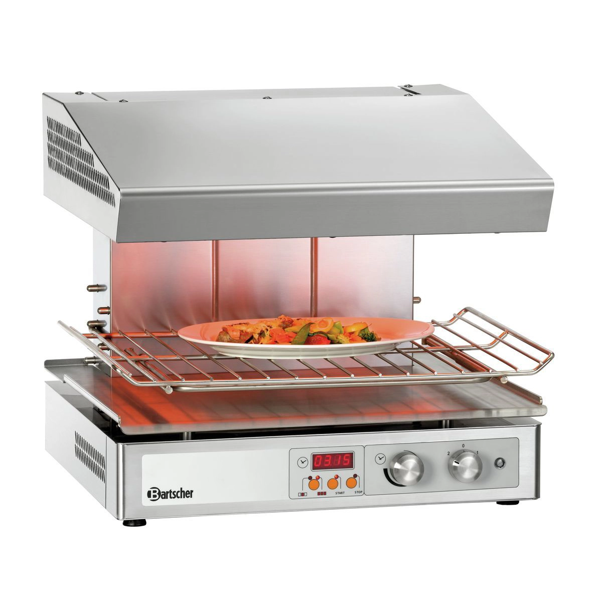 Bartscher 101548 Salamander mit einem Teller in niedriger Höhe