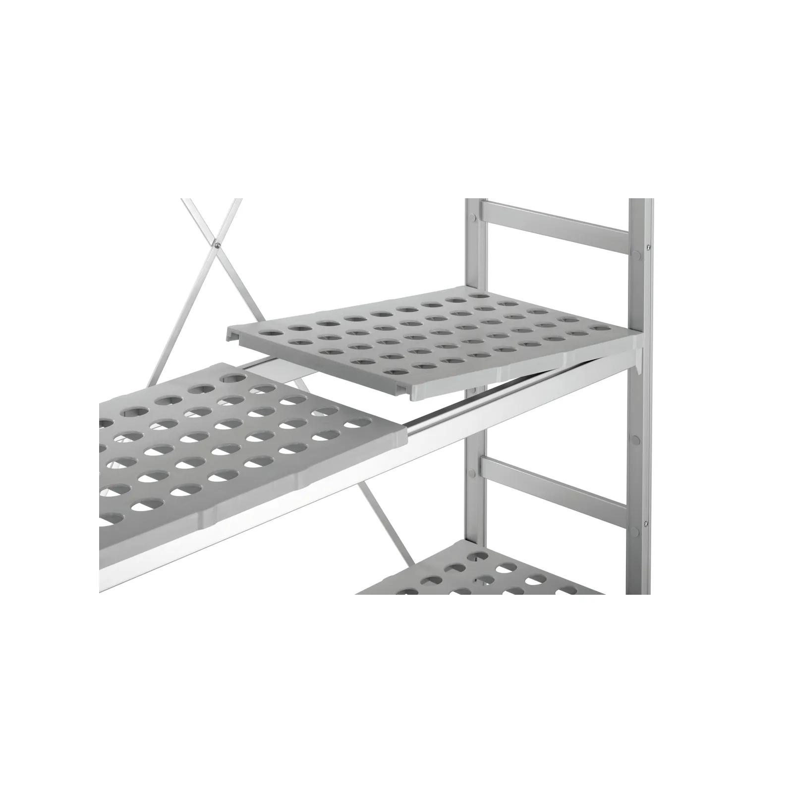 Bartscher 603175 Regalsystem Kit 4 B1070 Ansicht Fach, metallregal, regal, durchbruchlöcher, lagerschrank, grau