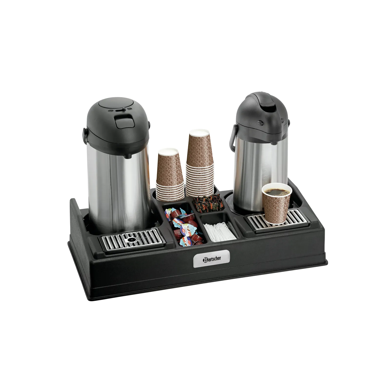 Bartscher 190154 Kaffeestation 2190 Ansicht Komplett, mit Zubehör, Kaffeeautomat, Kaffee-Station, Thermobehälter, Kaffeekapselspender, Stir Coffee Station