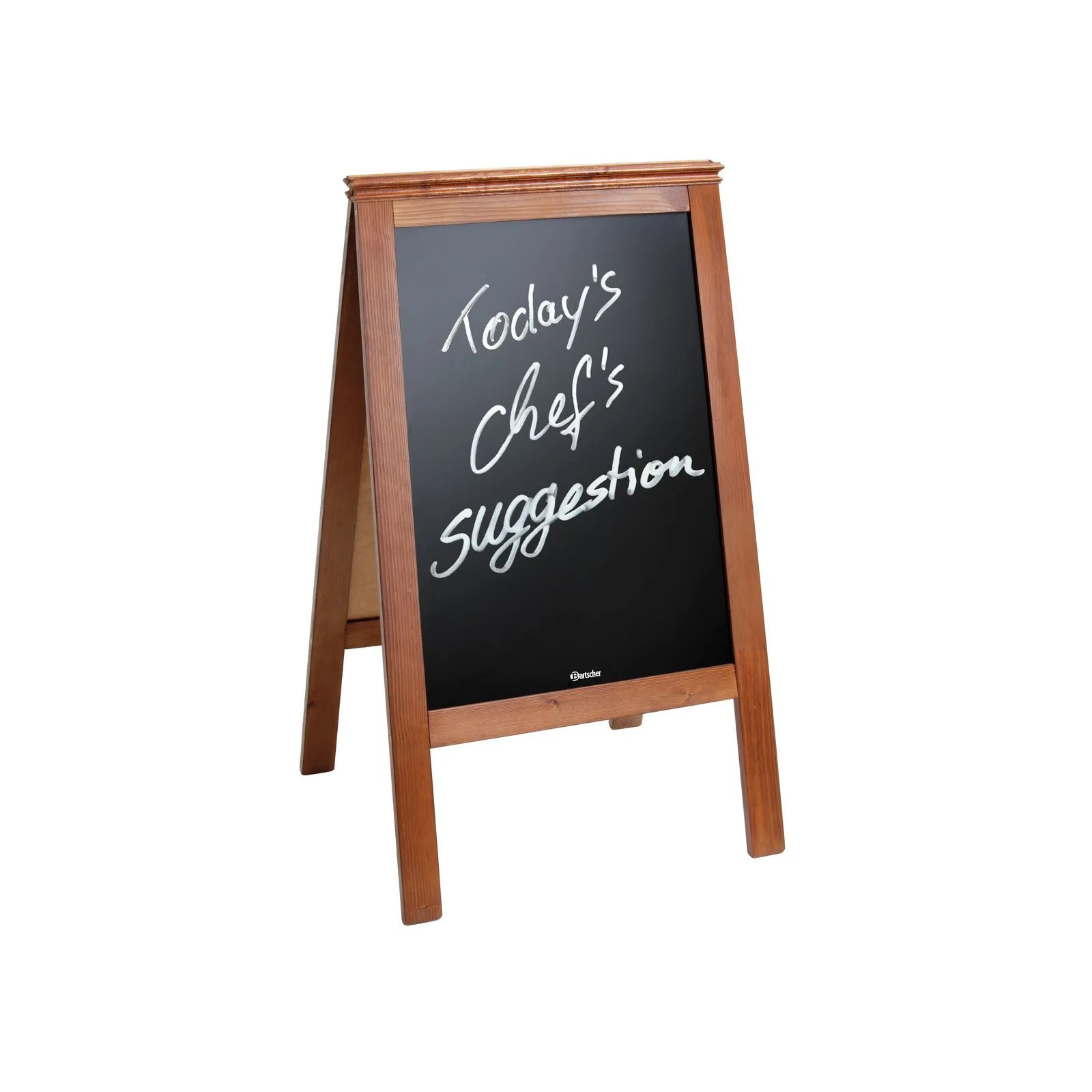 Bartscher 181137 Menütafel Bistro Ansicht Komplett, beschrieben, Schiefertafel, Schulboard, Holzrahmen, Tafelständer, Schwarztafel