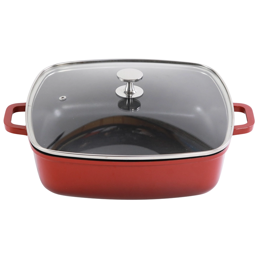 Contacto AluChef Pfanne quadratisch Knopfgriff aus Edelstahl rot 6984289