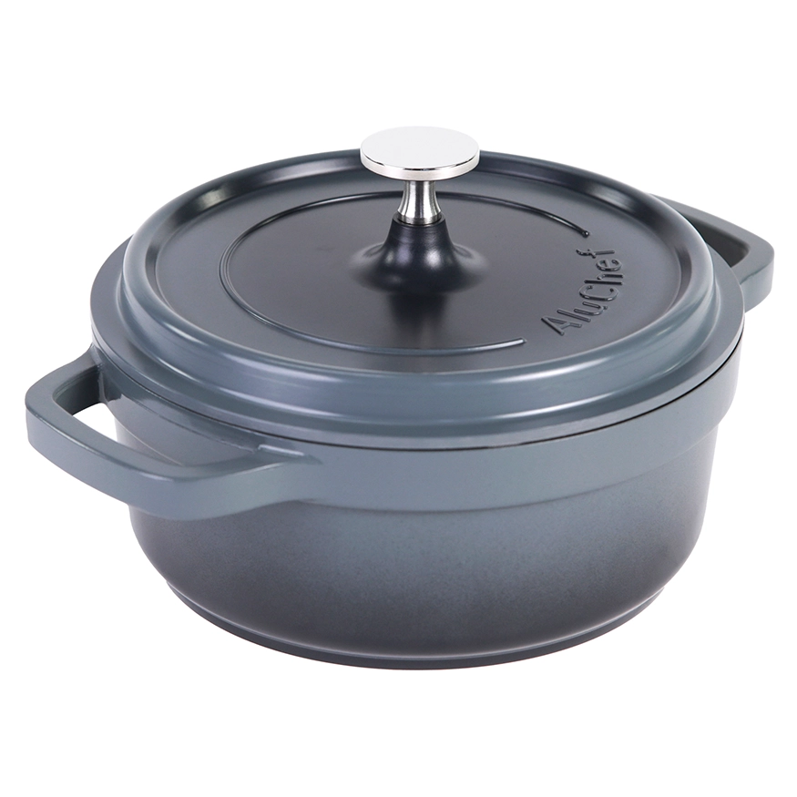 Contacto AluChef Kasserolle Aluminiumgussdruck Knopfgriff aus Edelstahl rund