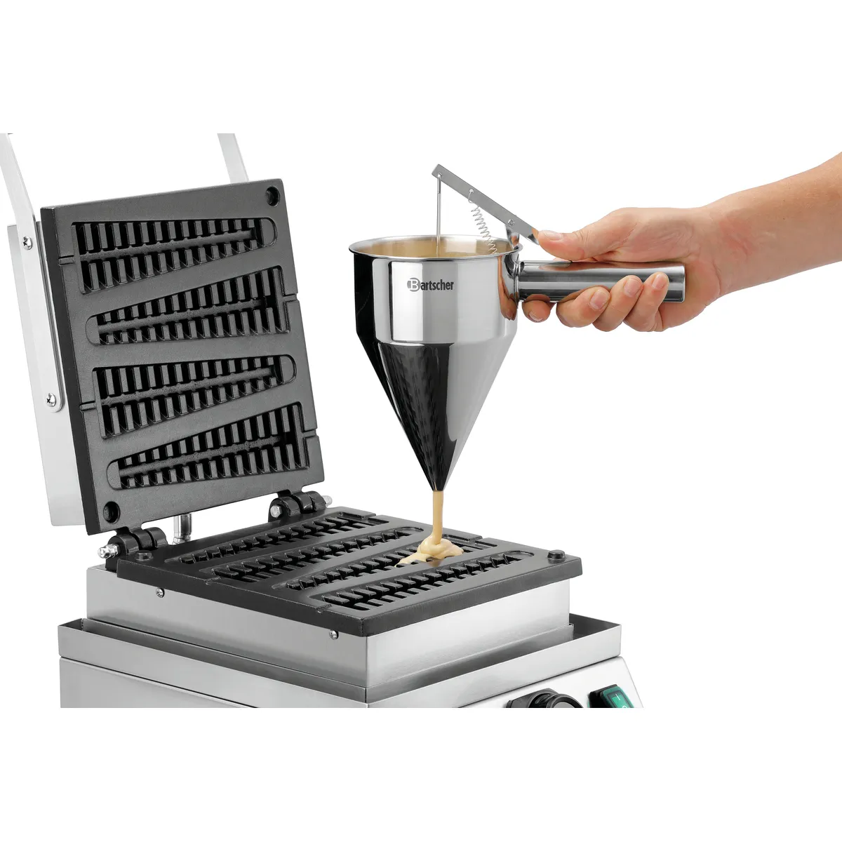 Bartscher 370273 Waffeleisen Lolly Teig in Gerät einfüllen